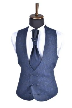 Baggi Men Abito Slim Fit Alla Coreana Blu Damascato Con Gilet E Cravatta -Meyer Shop 0 6d609f8e 1200