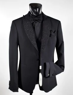 Musani Uomo Wedding 2.0 Smoking Nero Slim Fit Musani Con Petto A Lancia Brillantinato -Meyer Shop 0 6d85c9ff 1200