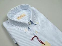 Regent By Pancaldi Camicia Lino E Cotone Pancaldi Regular Fit A Righe Celeste