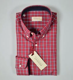 Regent By Pancaldi Camicia Bordeaux A Quadri Pancaldi Collo Button Down Regular Fit