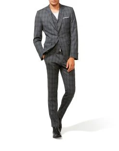 DIGEL Move Extra Slim Fit Abito Moda Slim Fit Digel Grigio A Quadri Con Panciotto -Meyer Shop 0 6eabdc85 1515