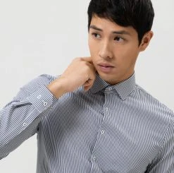 OLYMP N. 6 Camicia A Righe Blu Olymp In Jersey Super Slim Fit -Meyer Shop 0 6eb86b69 706