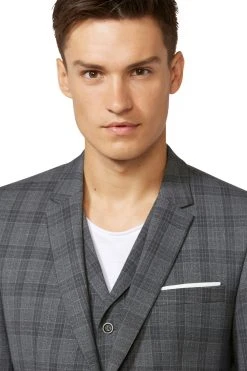 DIGEL Move Extra Slim Fit Abito Moda Slim Fit Digel Grigio A Quadri Con Panciotto -Meyer Shop 0 6f2524dc 1280