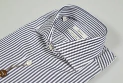 Camicia Ingram Slim Fit A Righe Blu Scuro Puro Cotone Doppio Ritorto -Meyer Shop 0 6f66b909 1600