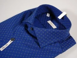 Camicia Ingram Slim Fit Blu Micro Fantasia Marrone -Meyer Shop 0 70abd994 1588