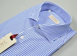 Regent By Pancaldi Camicia Slim Fit Pancaldi Collo Francese A Righe Azzurro -Meyer Shop 0 70e98252 1600