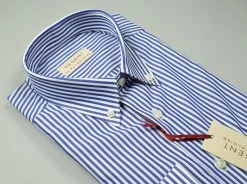 Regent By Pancaldi Camicia Pancaldi Righe Azzurro Regular Fit Button Down