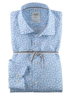 OLYMP Level Five Smart Business Camicia Olymp Body Slim Fit Cotone Stampa Celeste A Fiori -Meyer Shop 0 735c38a1 1700