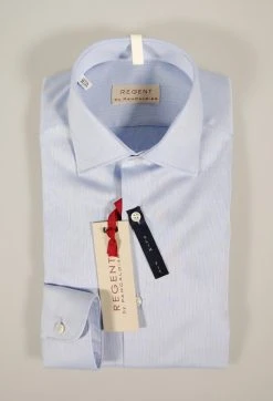Camicia Slim Fit Azzurra Regent By Pancaldi In Cotone Operato