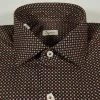 Camicia Slim Fit Ingram Fondo Nero Micro Fantasia Marrone Grigio Bordeaux
