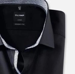 OLYMP Luxor Camicia Nera Olymp Modern Fit Cotone Organico Facile Stiro