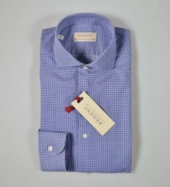 Regent By Pancaldi Camicia Slim Fit Pancaldi Azzurra Micro Disegno Stampato -Meyer Shop 0 7576971a 1200