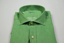 Camicia Verde In Puro Lino Tinta In Capo Ingram Modern Fit Collo Alla Francese -Meyer Shop 0 76faed6c 1600