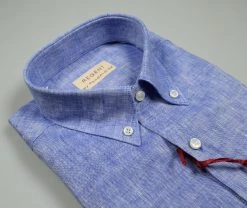 Regent By Pancaldi Camicia In Puro Lino Azzurra Pancaldi Collo Button Down Regular Fit -Meyer Shop 0 788a7afc 1424