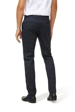 DIGEL MOVE Pantalone Moda Digel Lana Stretch Blu A Quadri Extra Slim Fit