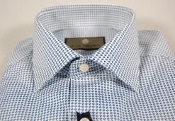 Camicia Slim Fit Micro Disegno Azzurro Duca Visconti