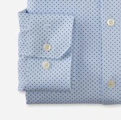 OLYMP N. 6 Camicia Celeste A Pois In Jersey Super Slim Fit