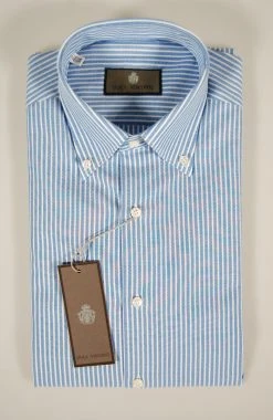 Camicia Azzurra A Righe Button Down Duca Visconti -Meyer Shop 0 7f03b0c4 1200