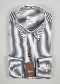 Camicia Ingram Blu A Righe Collo Button Down Regular Fit Cotone Doppio Ritorto -Meyer Shop 0 7f8622ae 1200