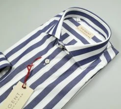Regent By Pancaldi Camicia Pancaldi Slim Fit A Righe Blu Larghe Cotone Stretch -Meyer Shop 0 80f7cadd 1334