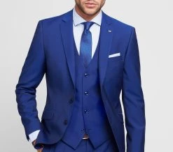 DIGEL Move Slim Fit Abito Digel Blu Royal Con Panciotto Slim Fit Lana Marzotto Super 100's -Meyer Shop 0 81d8e7a1 1600