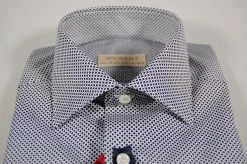 Regent By Pancaldi Camicia Slim Fit Pancaldi Micro Fantasia Blu In Cotone Stretch -Meyer Shop 0 8384986b 1600