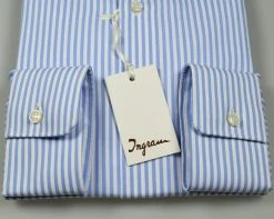 Camicia Ingram A Righe Celeste Slim Fit Puro Cotone -Meyer Shop 0 838e1f74 1504
