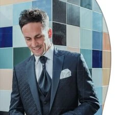 Musani Wedding 2.0 Abito Smoking Blu Damascato Musani Cerimonia Slim Fit -Meyer Shop 0 83b2ef3d 791