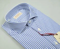 Regent By Pancaldi Camicia Pancaldi In Cotone A Righe Azzurro Slim Fit -Meyer Shop 0 83ce2b67 1470