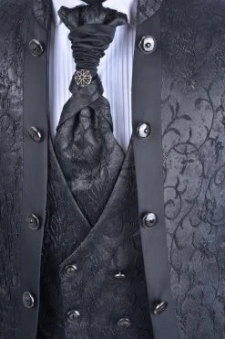 Baggi Men Abito Da Sposo Baggi Damascato Nero Slim Fit