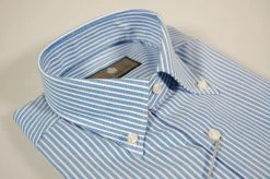Camicia Azzurra A Righe Button Down Duca Visconti