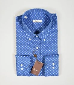 Camicia Ingram Button Down Azzurro Scuro Stampato Regular Fit -Meyer Shop 0 87a3c20e 1200
