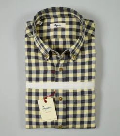 Camicia Ingram A Quadri Blu E Giallo In Flanella Button Down Modern Fit -Meyer Shop 0 887582ca 1200