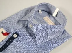 Camicia Micro Fantasia Azzurra Regent By Pancaldi Slim Fit