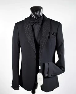 Musani Uomo Wedding 2.0 Smoking Nero Slim Fit Musani Con Petto A Lancia Brillantinato -Meyer Shop 0 8b89ef4b 1200