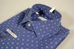 Camicia Ingram Blu A Fantasia Slim Fit Cotone Stretch