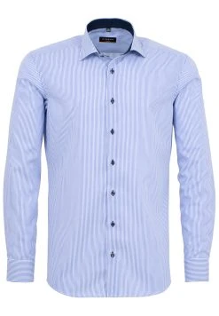 Camicia A Righe Azzurro Eterna Slim Fit In Puro Cotone Twill -Meyer Shop 0 8cb0d9b4 1097