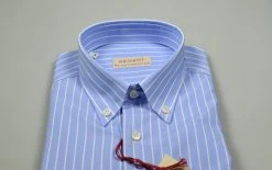 Regent By Pancaldi Camicia Pancaldi Celeste A Righe Button Down Con Taschino