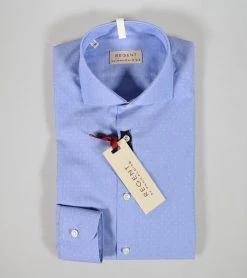 Regent By Pancaldi Camicia Slim Fit Pancaldi Celeste Micro Fantasia Collo Mezzo Francese