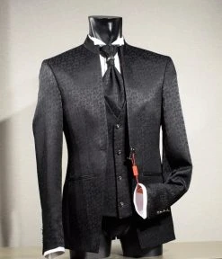 Musani Uomo Abito Musani Cerimonia Nero Damascato Slim Fit -Meyer Shop 0 8dec582e 1200