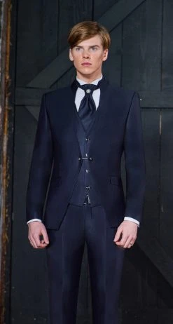 Baggi Men Abito Da Sposo Blu Alla Coreana Baggi Slim Fit -Meyer Shop 0 8e329391 1048