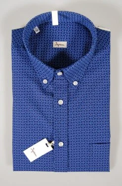 Camicia Ingram Button Down Blu A Fantasia In Puro Cotone -Meyer Shop 0 8e701c75 1200