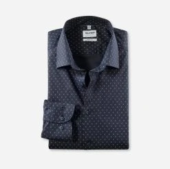 OLYMP Level Five Camicia Olymp Blu Slim Fit Cotone Stretch Stampato