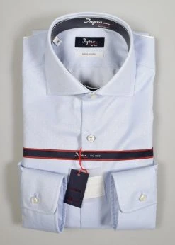 Camicia Ingram Slim Fit Celeste Operato Cotone Doppio Ritorto No Stiro -Meyer Shop 0 957df259 1200