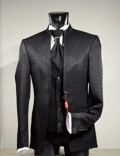Musani Uomo Abito Musani Cerimonia Nero Damascato Slim Fit -Meyer Shop 0 999ccd44 1200