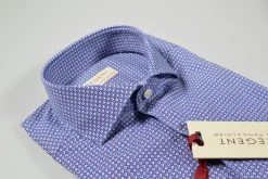 Regent By Pancaldi Camicia Slim Fit Pancaldi Azzurra Micro Disegno Stampato