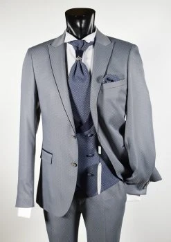 Abito Musani Cerimonia Grigio Chiaro Slim Fit Con Petto A Lancia -Meyer Shop 0 9c4500cb 1200