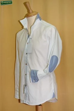 Camicia Bianca Slim Fit Con Toppe Ingram