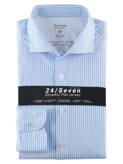 OLYMP Level Five Camicia Slim Fit Olymp In Jersey A Righe Celeste -Meyer Shop 0 9d99813e 1700