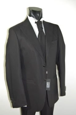 LUCIANO SOPRANI Cerimonia Abito Nero Gessato Luciano Soprani Con Panciotto E Cravatta -Meyer Shop 0 9de4f14f 800